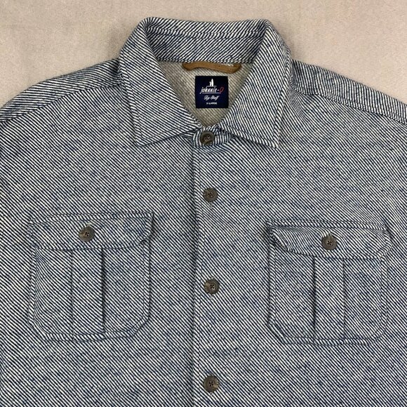 Johnnie-O Mens Carl Stretch Knit Flannel Lodge Shirt XL Twilight Blue Striped - Picture 2 of 9
